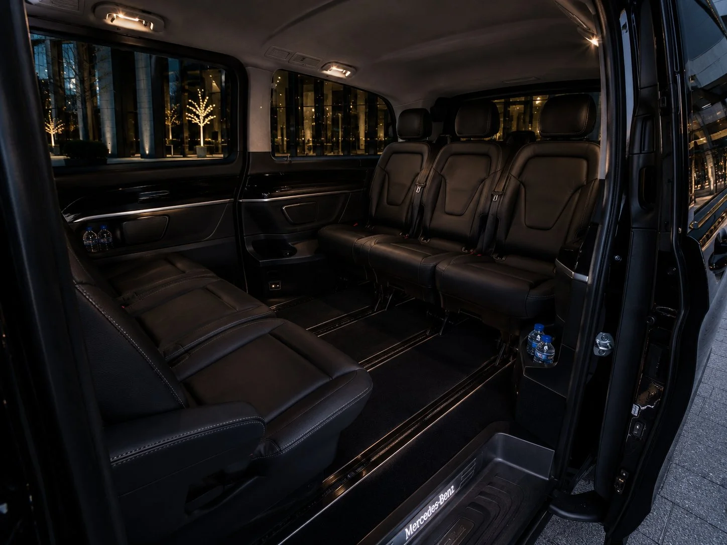 Luxury Mercedes V-Class interior with leather seats